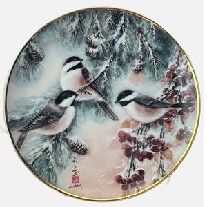 FRANKLIN MINT Limited Edition plate. Sparrows and Evergreens.
